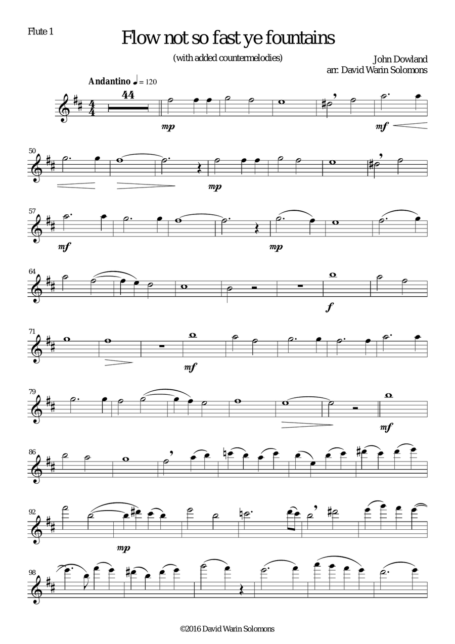 Flow not so fast ye fountains for 2 flutes and guitar Flute scores gallery preview page 6