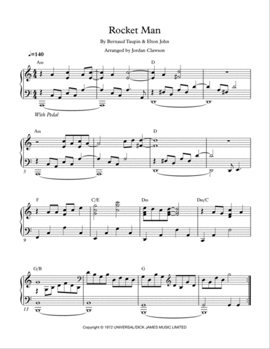 Rocket Man (i Think It's Gonna Be A Long Long Time) Piano Solo scores gallery preview page 1