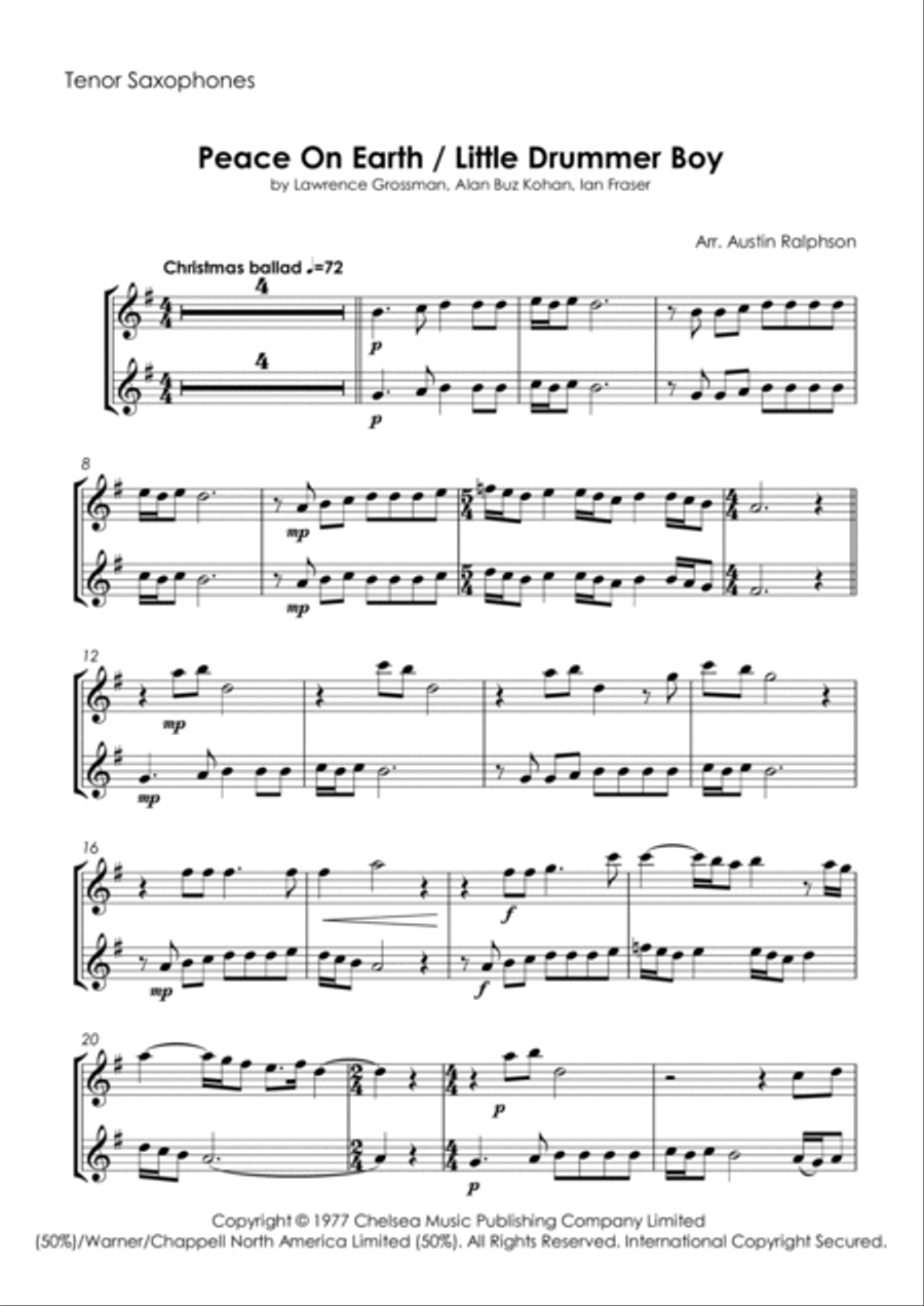 Peace On Earth Woodwind Duet scores gallery preview page 3