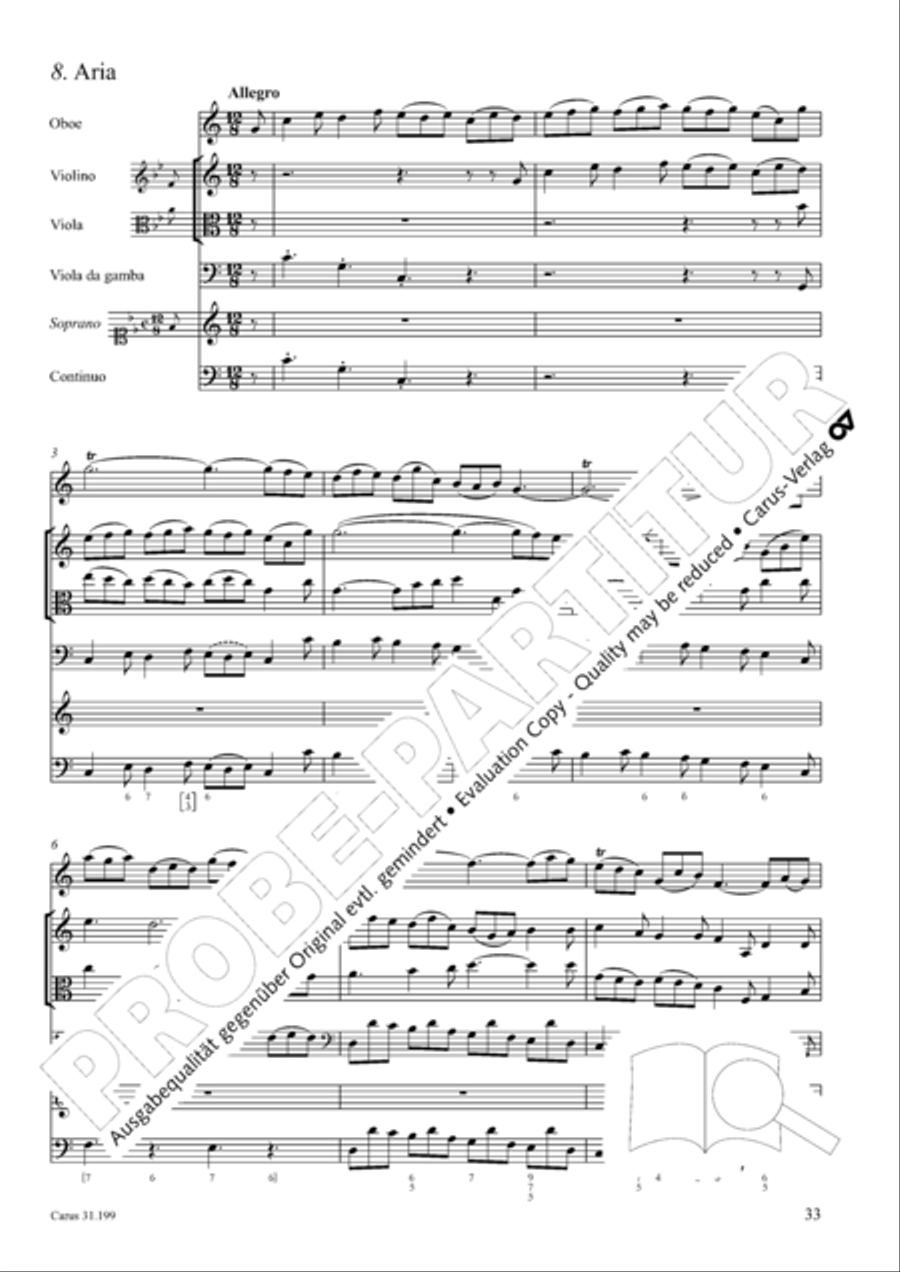 My heart is bathed in blood (Mein Herze schwimmt im Blut) Piccolo scores gallery preview page 34