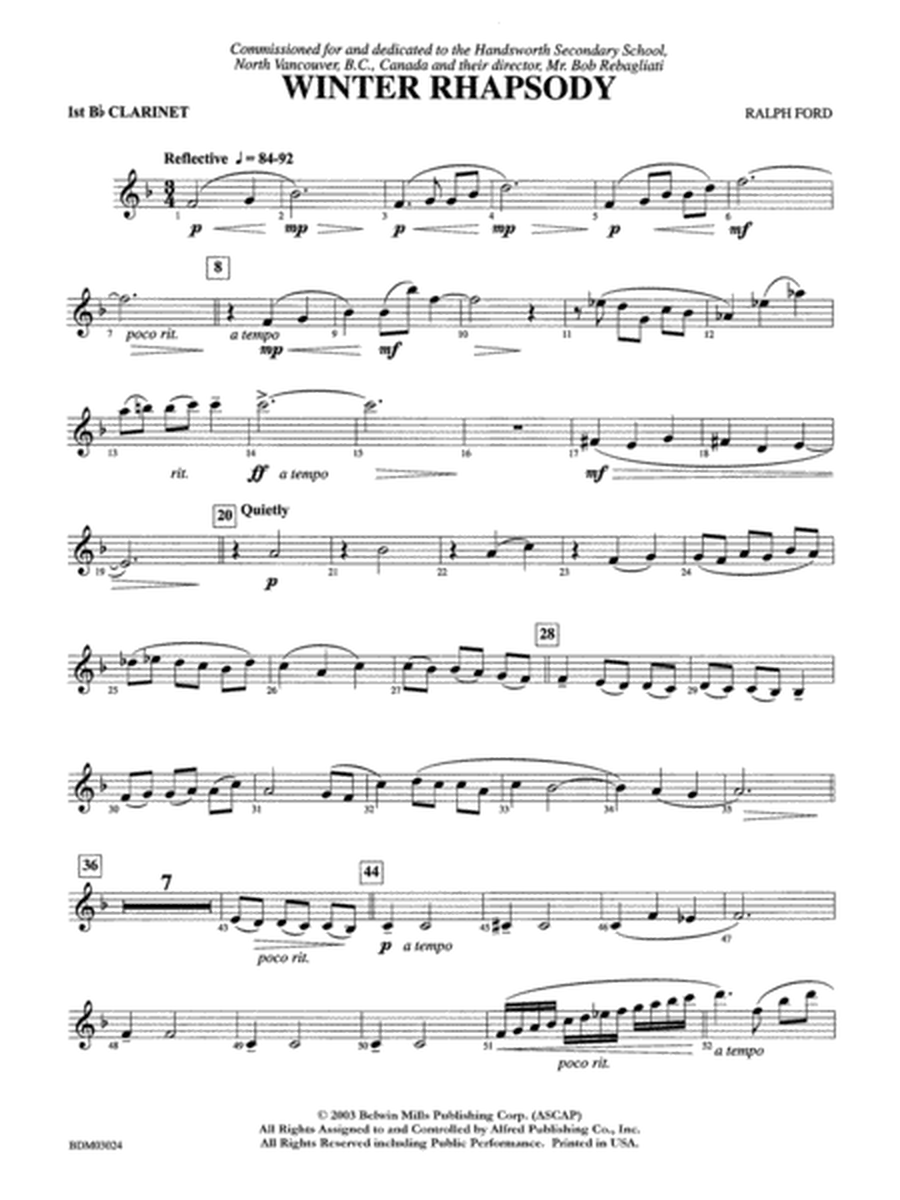 Winter Rhapsody: 1st B-flat Clarinet