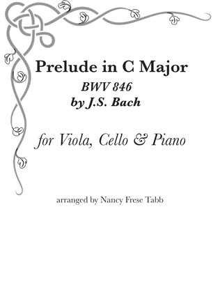 Book cover for Bach Prelude in C Major (BWV 846) arranged for Viola, Cello and Piano