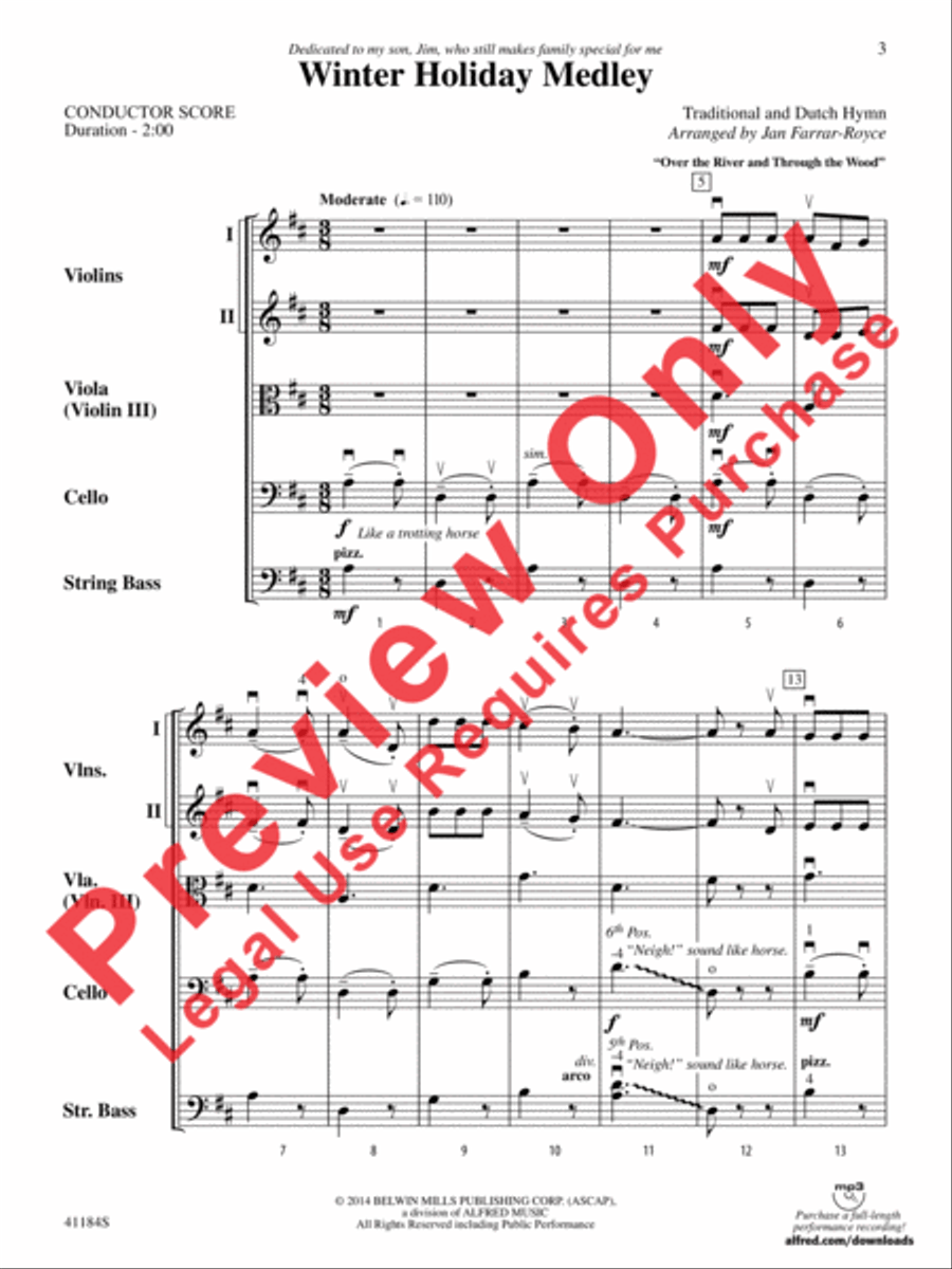 Winter Holiday Medley String Orchestra scores gallery preview page 4