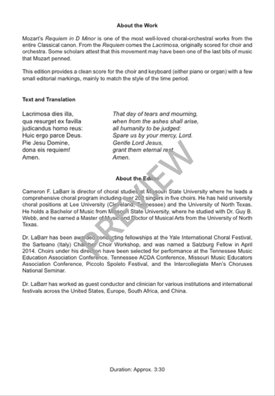 Lacrimosa Lacrimosa 4-Part scores gallery preview page 3