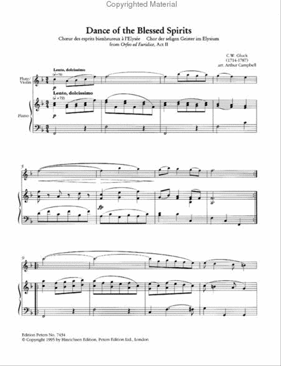 Dance of the Blessed Spirits - Flute (or Violin) and Piano Flute Solo scores gallery preview page 4