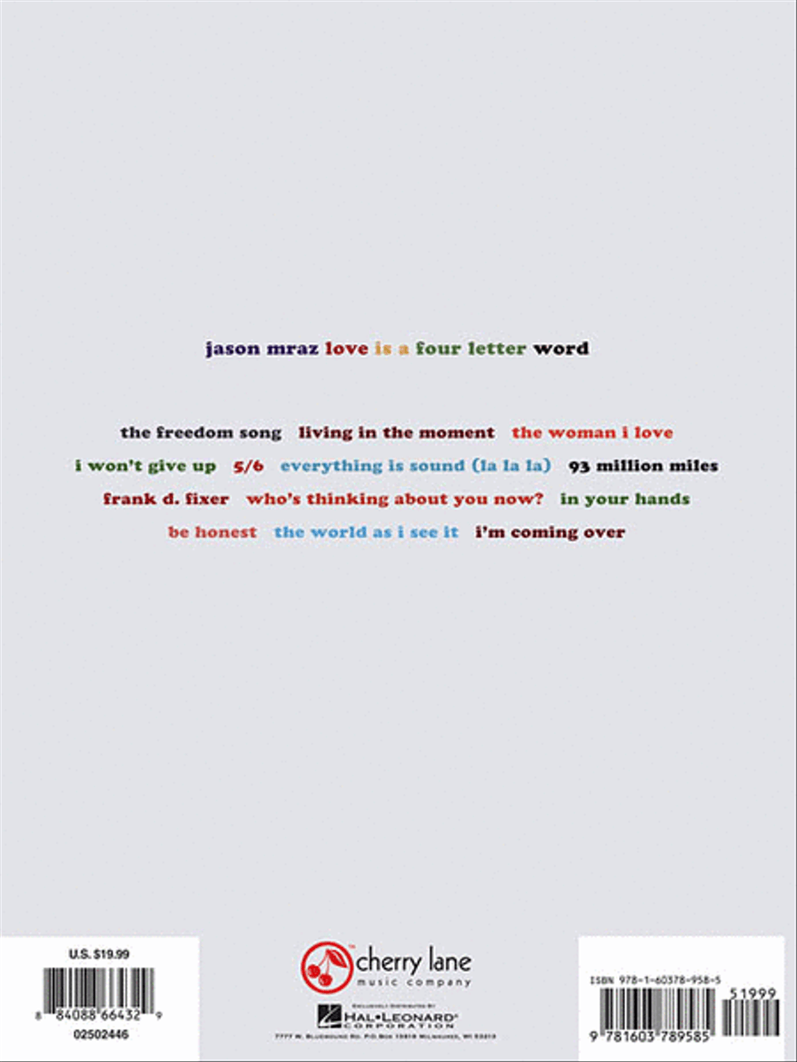 Jason Mraz - Love Is a Four Letter Word Piano, Vocal, Guitar scores gallery preview page 2