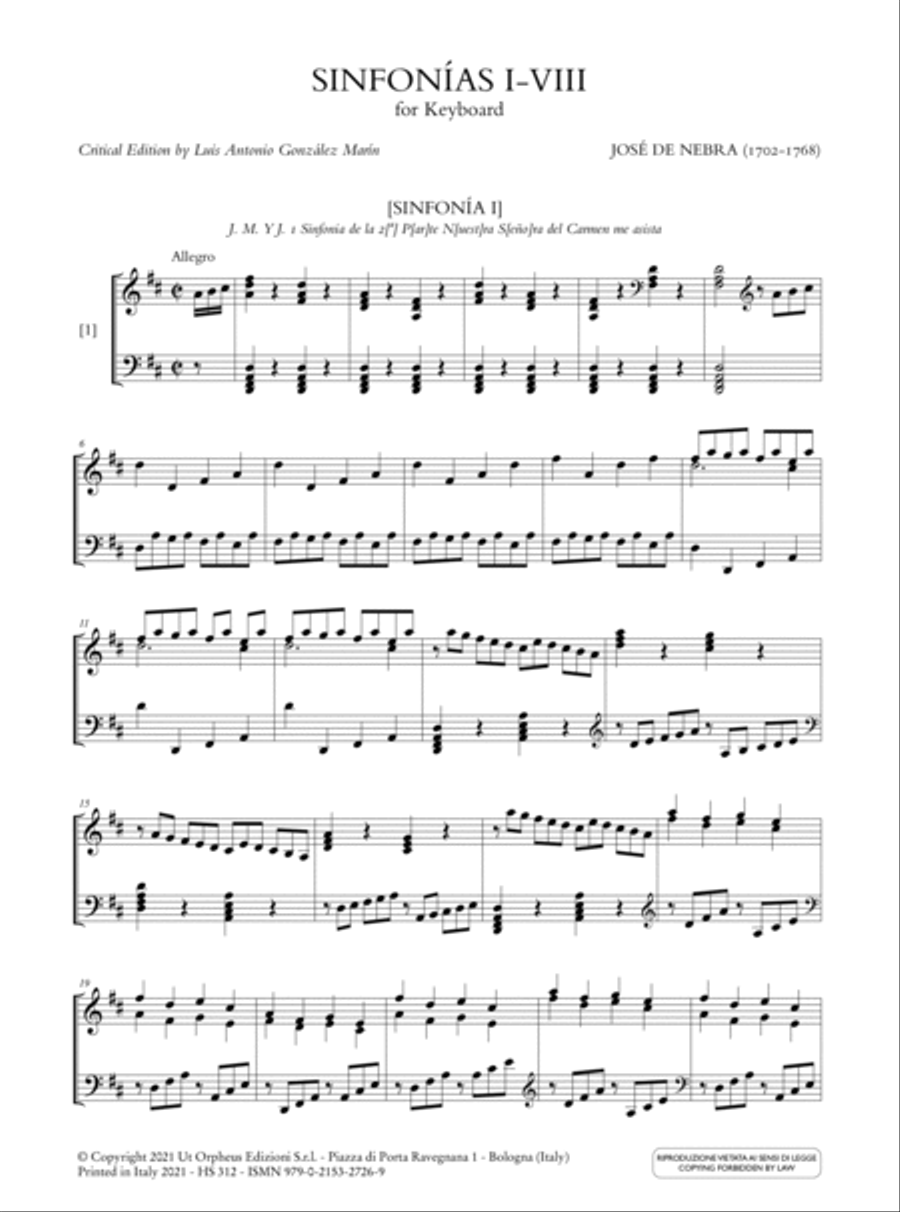 The Autograph Keyboard Manuscript - El manuscrito autógrafo de tecla. Sinfonías I-VIII. Critical Edition Harpsichord scores gallery preview page 2