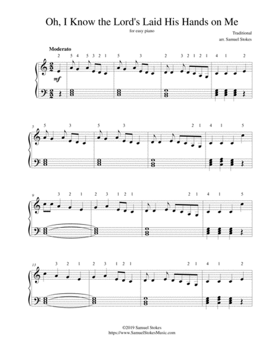 Oh, I Know the Lord's Laid His Hands on Me - for easy piano image number null