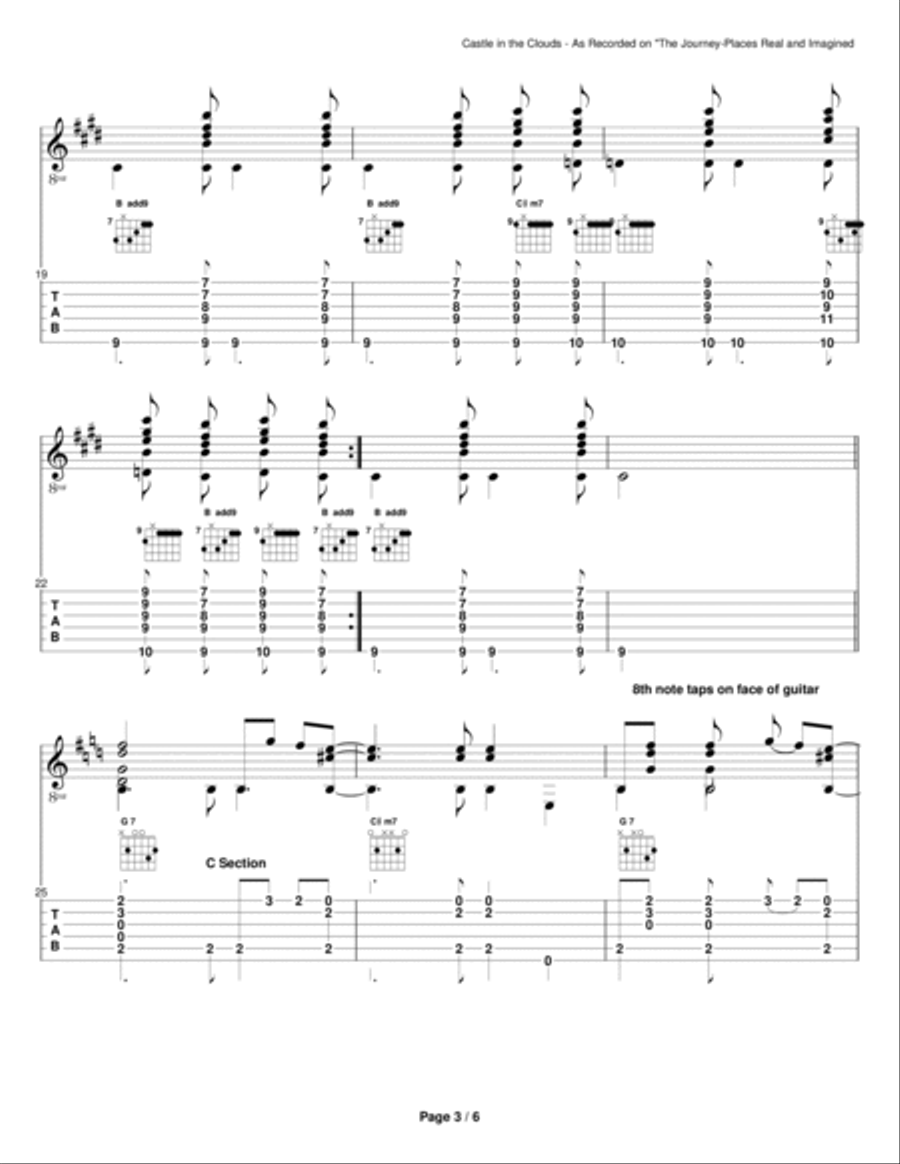 Castle of Clouds as recorded on The Journey - Places Real and Imagined Acoustic Guitar scores gallery preview page 3