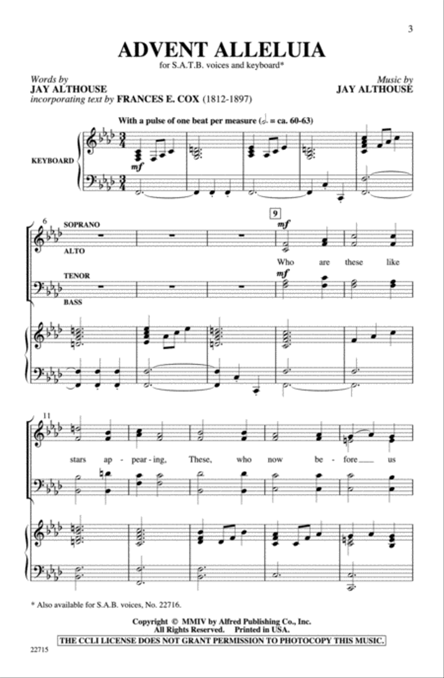 Advent Alleluia 4-Part scores gallery preview page 2