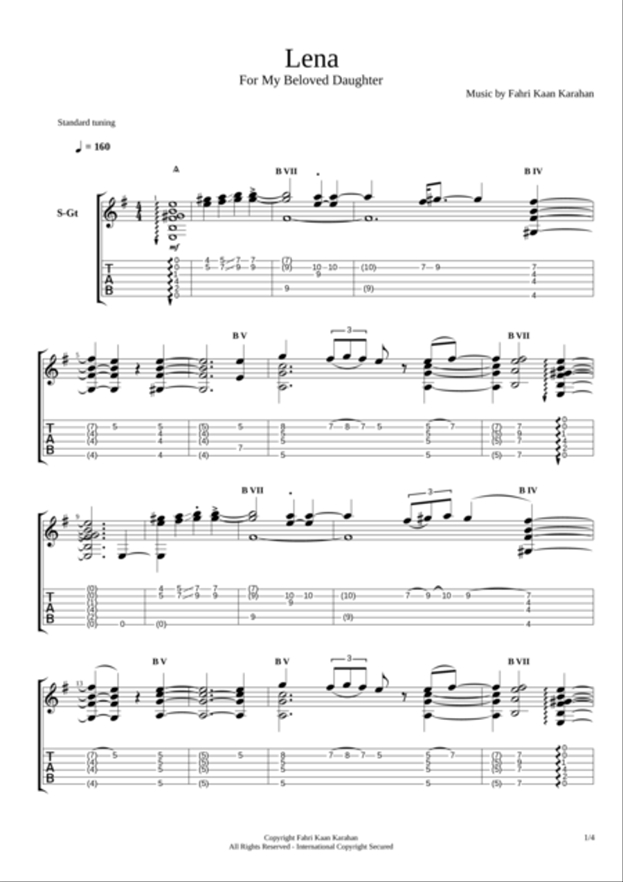 Lena Guitar Tablature scores gallery preview page 1