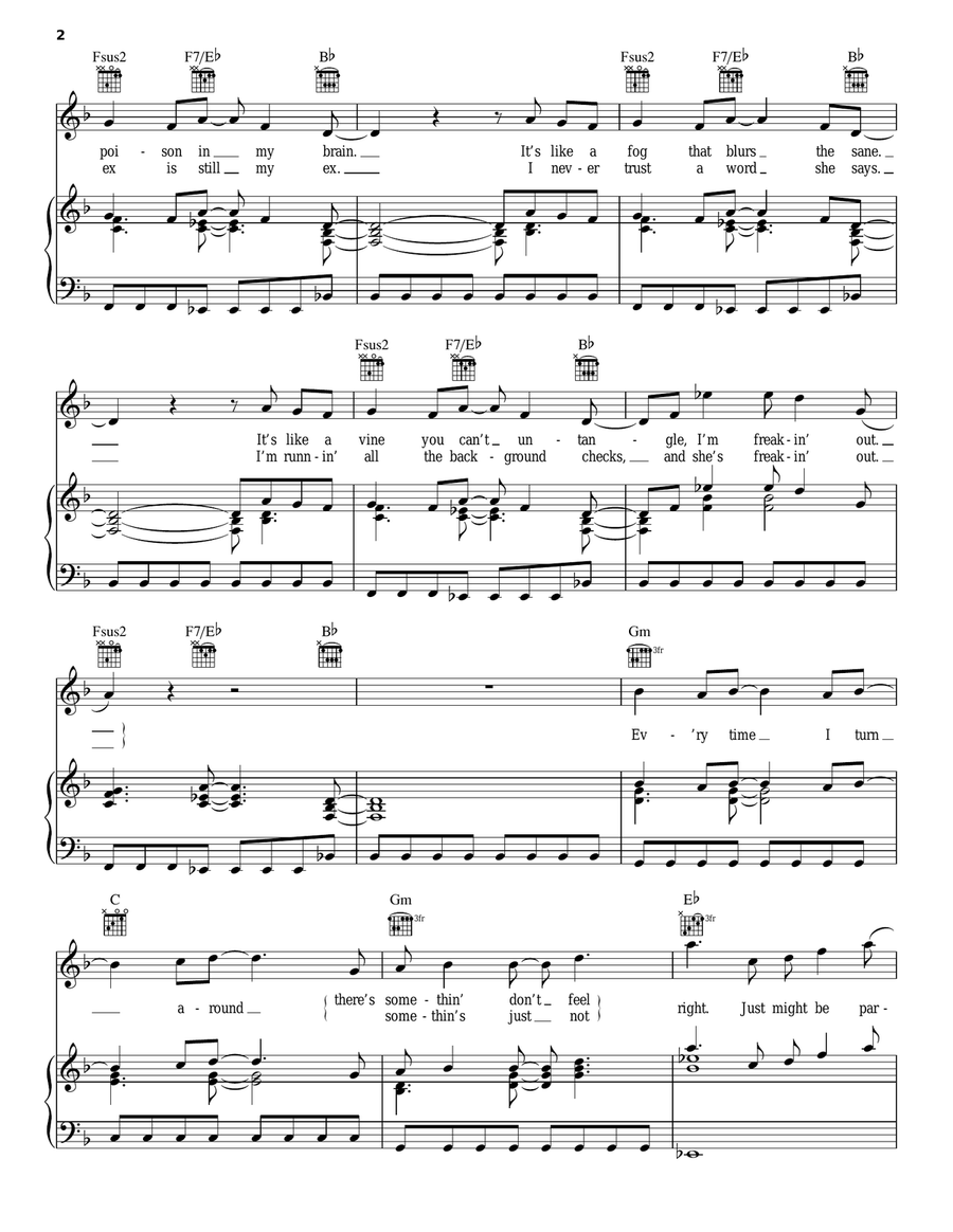 Paranoid Piano, Vocal, Guitar scores gallery preview page 2