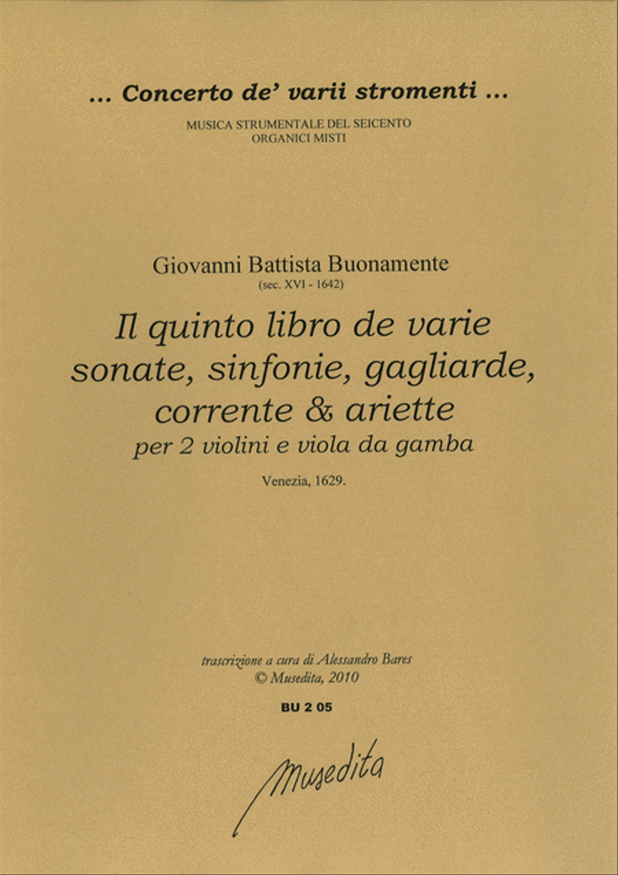 Il quinto libro de varie sonate, sinfonie, gagliarde, correnti e ariette (Venezia, 1629) Viola scores gallery preview page 1