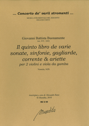 Book cover for Il quinto libro de varie sonate, sinfonie, gagliarde, correnti e ariette (Venezia, 1629)