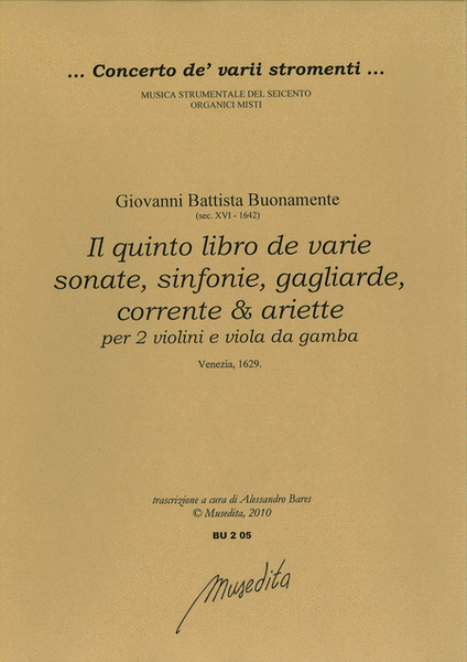 Il quinto libro de varie sonate, sinfonie, gagliarde, correnti e ariette (Venezia, 1629)