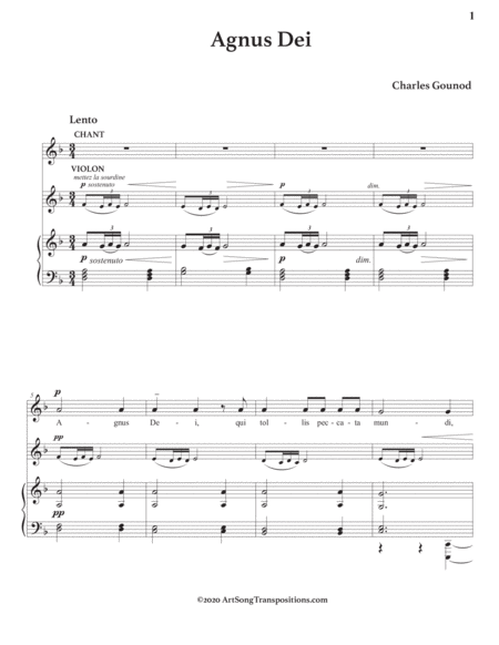 GOUNOD: Agnus Dei (transposed to D minor, with violin)
