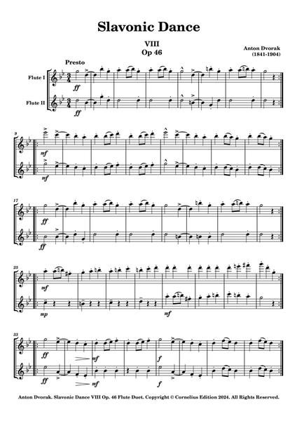 Anton Dvorak Slavonic Dance Op 46 No 8 for Flute Duet. Romantic Bohemian Folk Music image number null