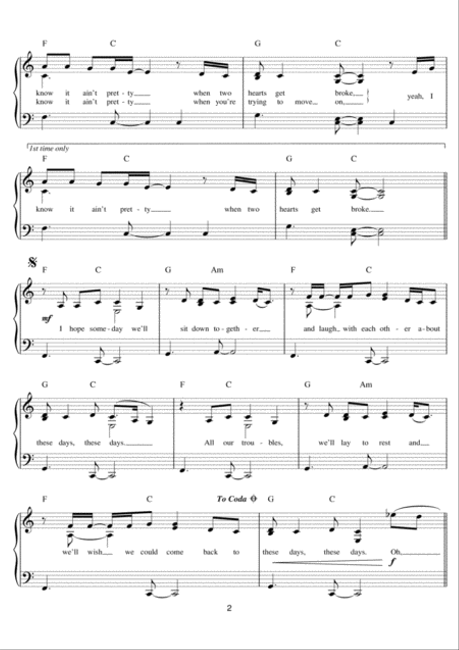 These Days (featuring Jess Glynne, Macklemore and Dan Caplen) Easy Piano scores gallery preview page 2
