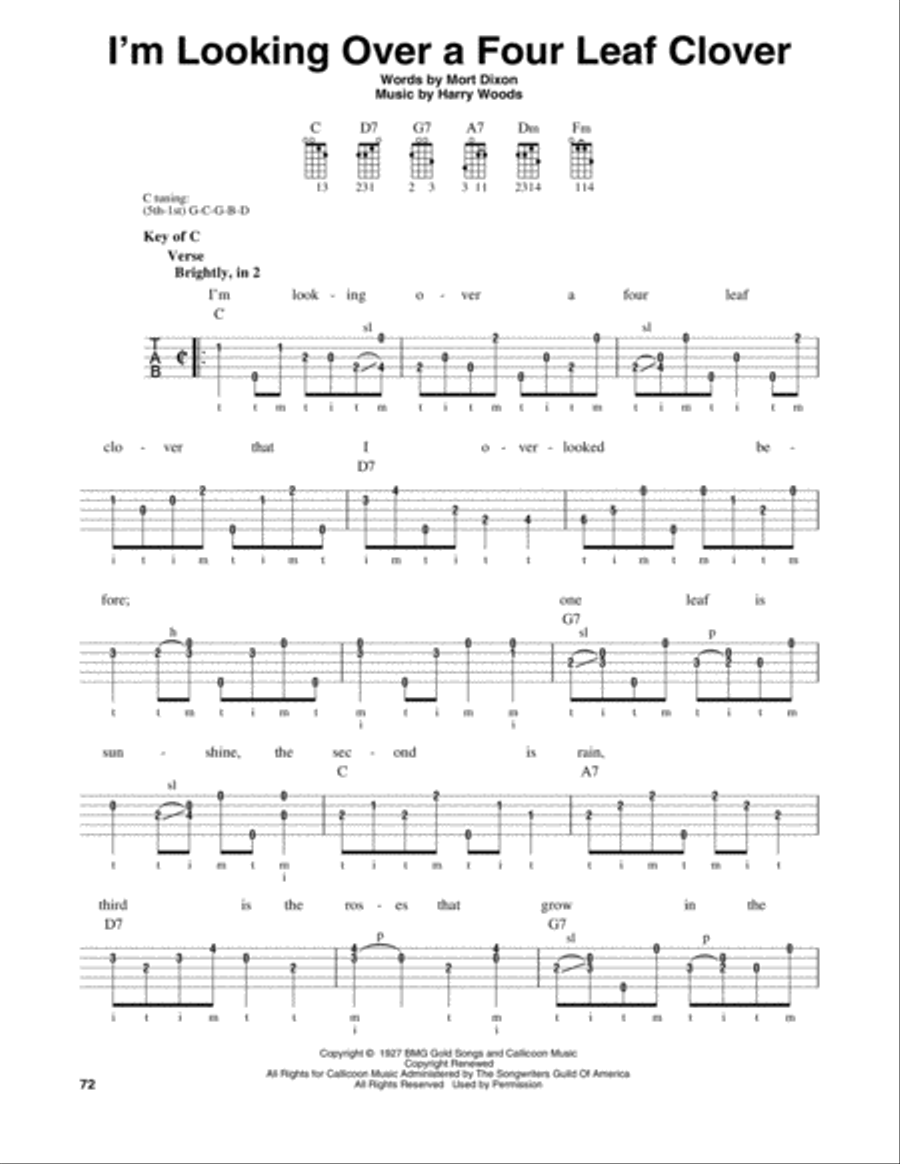 I'm Looking Over A Four Leaf Clover Banjo scores gallery preview page 1