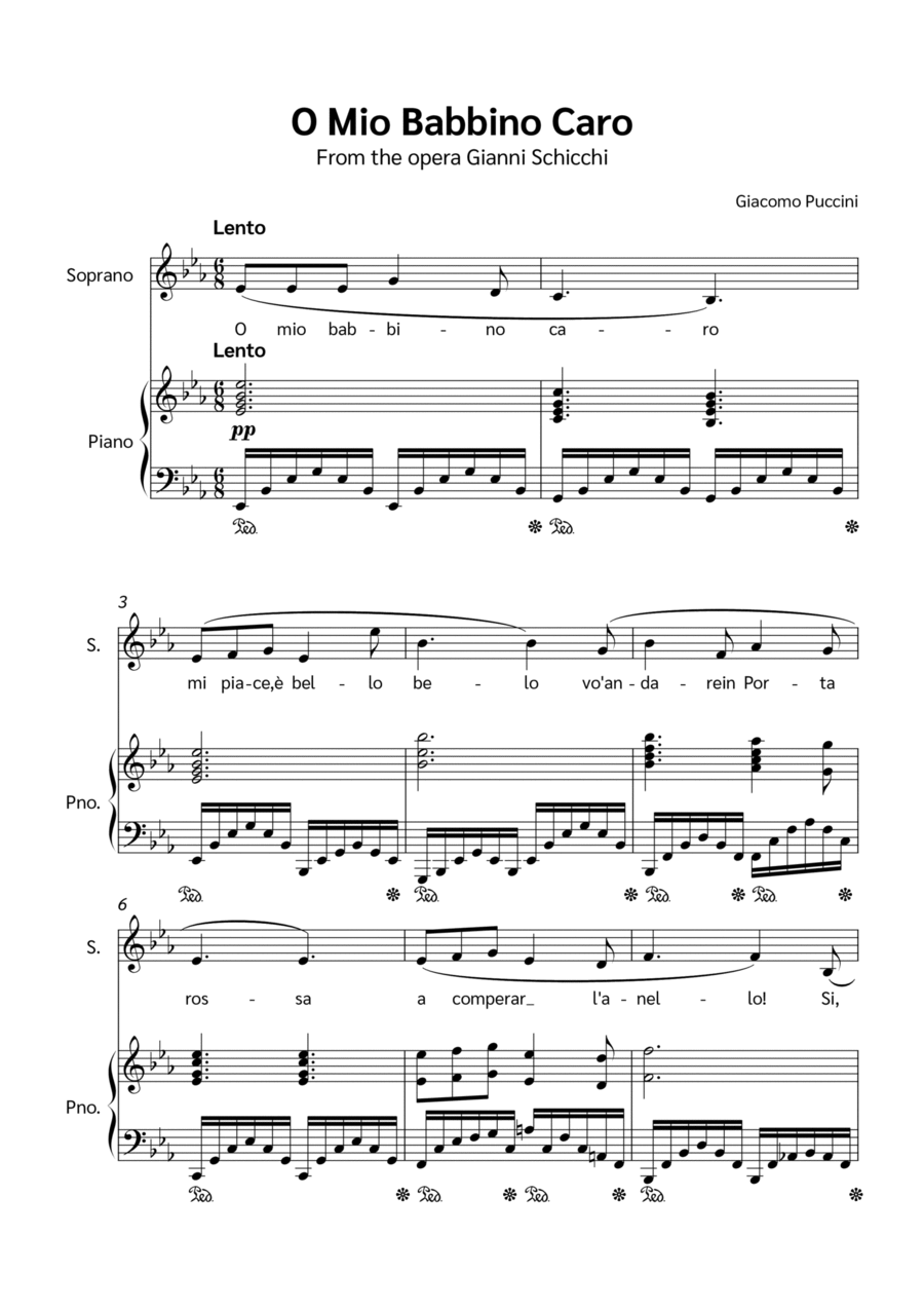 O Mio Babbino Caro O Mio Babbino Caro Voice scores gallery preview page 1