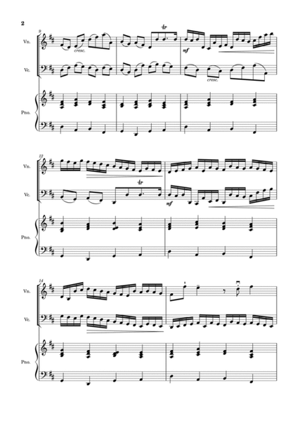 Johann Pachelbel - Canon in D Major, P.37; T.337. Arrangement for Violin, Violoncello and Piano. image number null