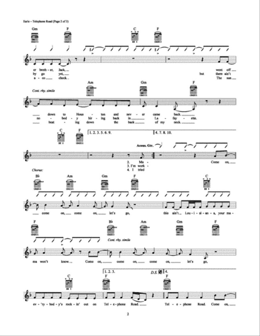 Telephone Road Telephone Road Electric Guitar scores gallery preview page 2