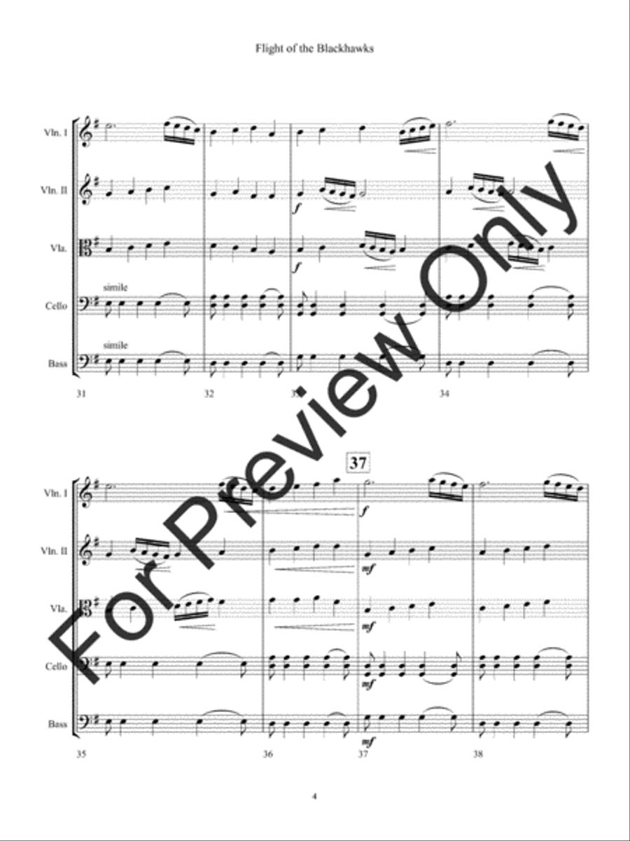Flight of the Blackhawks Flight of the Blackhawks String Orchestra scores gallery preview page 7
