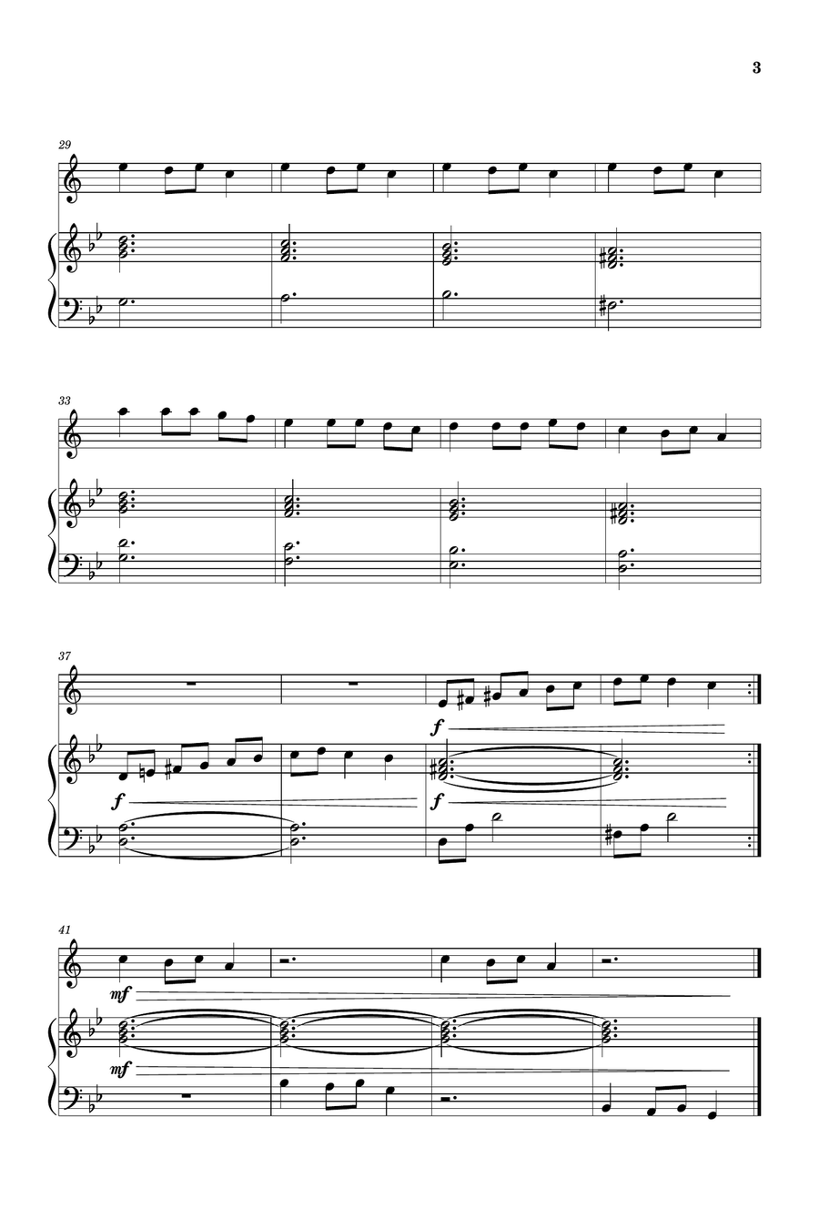 Carol of the Bells for Soprano Saxophone and Piano (Very Easy - Beginner) in G minor Soprano Saxophone scores gallery preview page 3