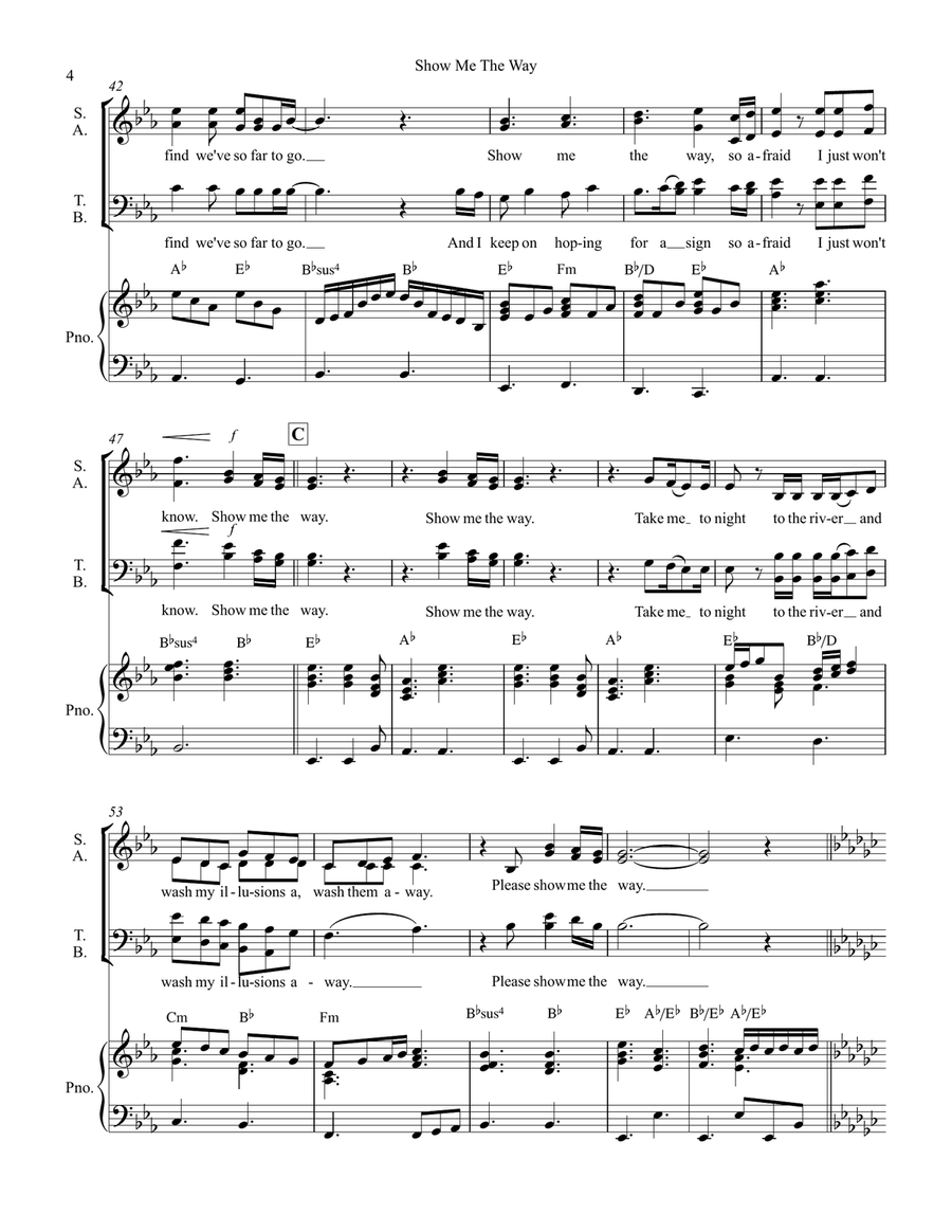 Show Me The Way 4-Part scores gallery preview page 4