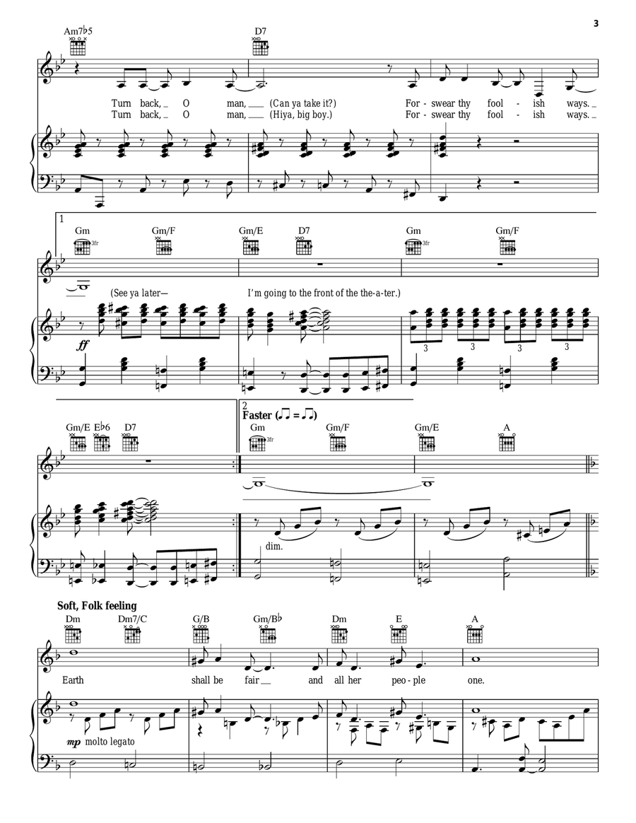 Turn Back, O Man Turn Back, O Man Piano, Vocal, Guitar scores gallery preview page 3