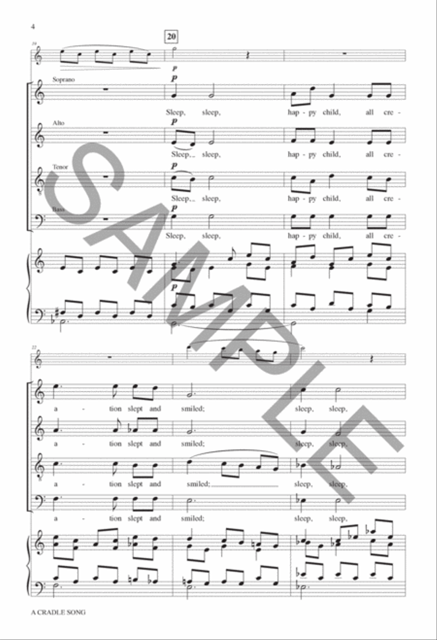A Cradle Song 4-Part scores gallery preview page 4
