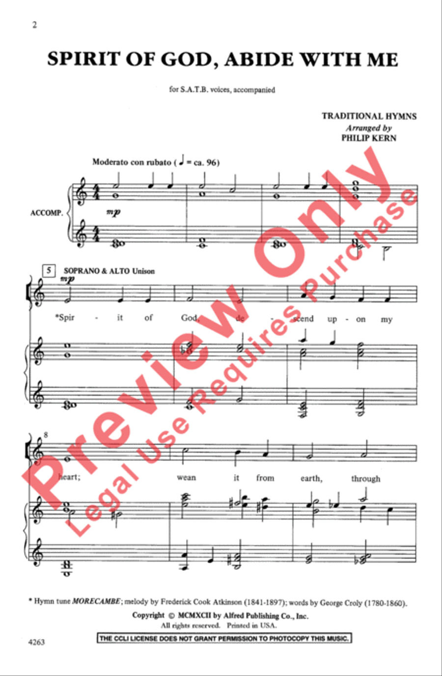 Spirit of God, Abide with Me 4-Part scores gallery preview page 2