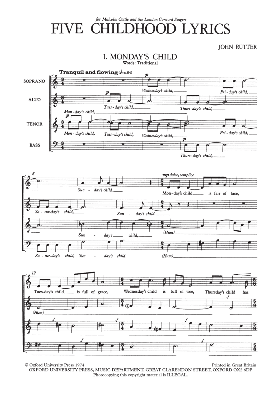 Five Childhood Lyrics Divisi scores gallery preview page 1