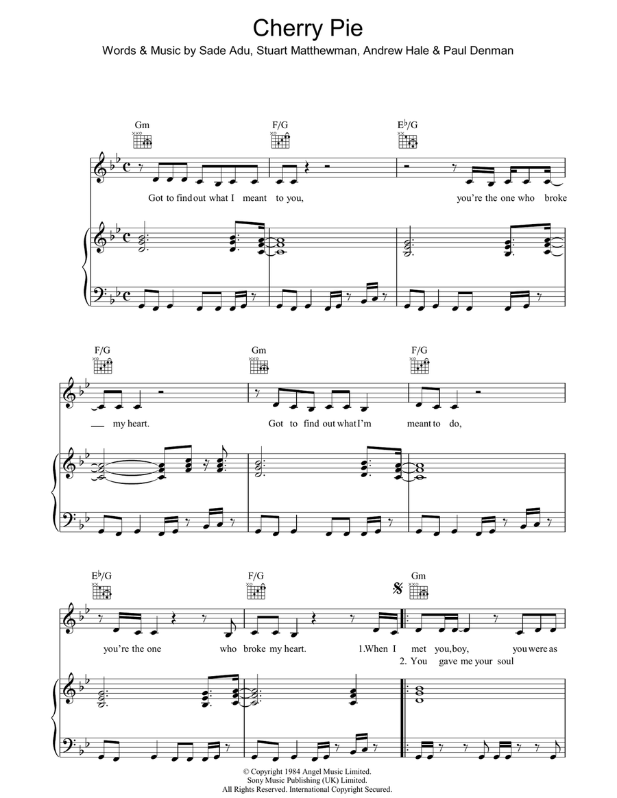 Cherry Pie Cherry Pie Piano, Vocal, Guitar scores gallery preview page 1