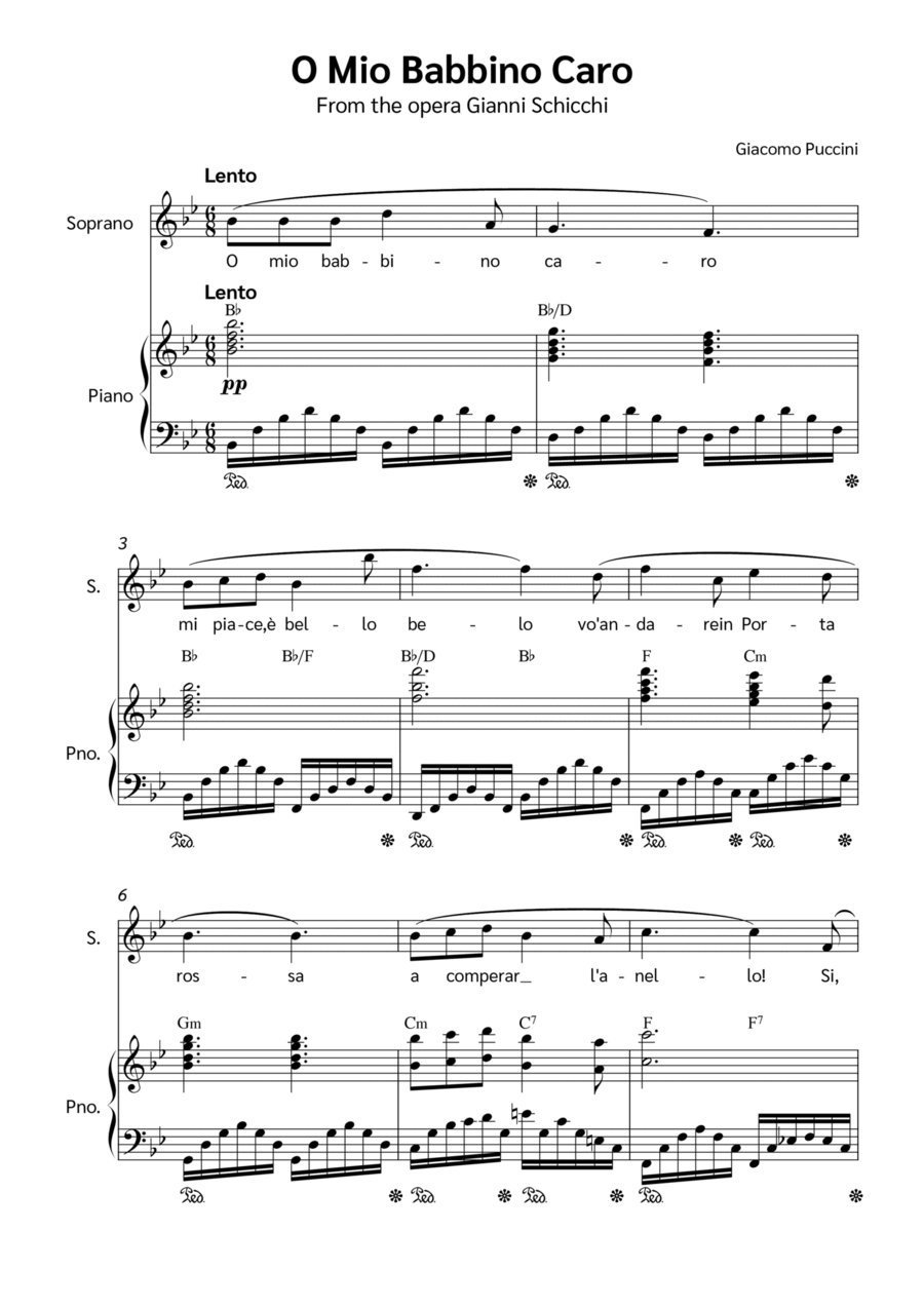 O Mio Babbino Caro Voice scores gallery preview page 1