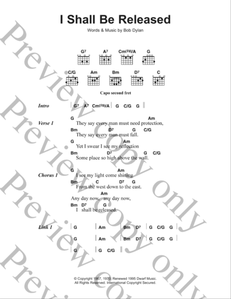 I Shall Be Released Acoustic Guitar scores gallery preview page 1