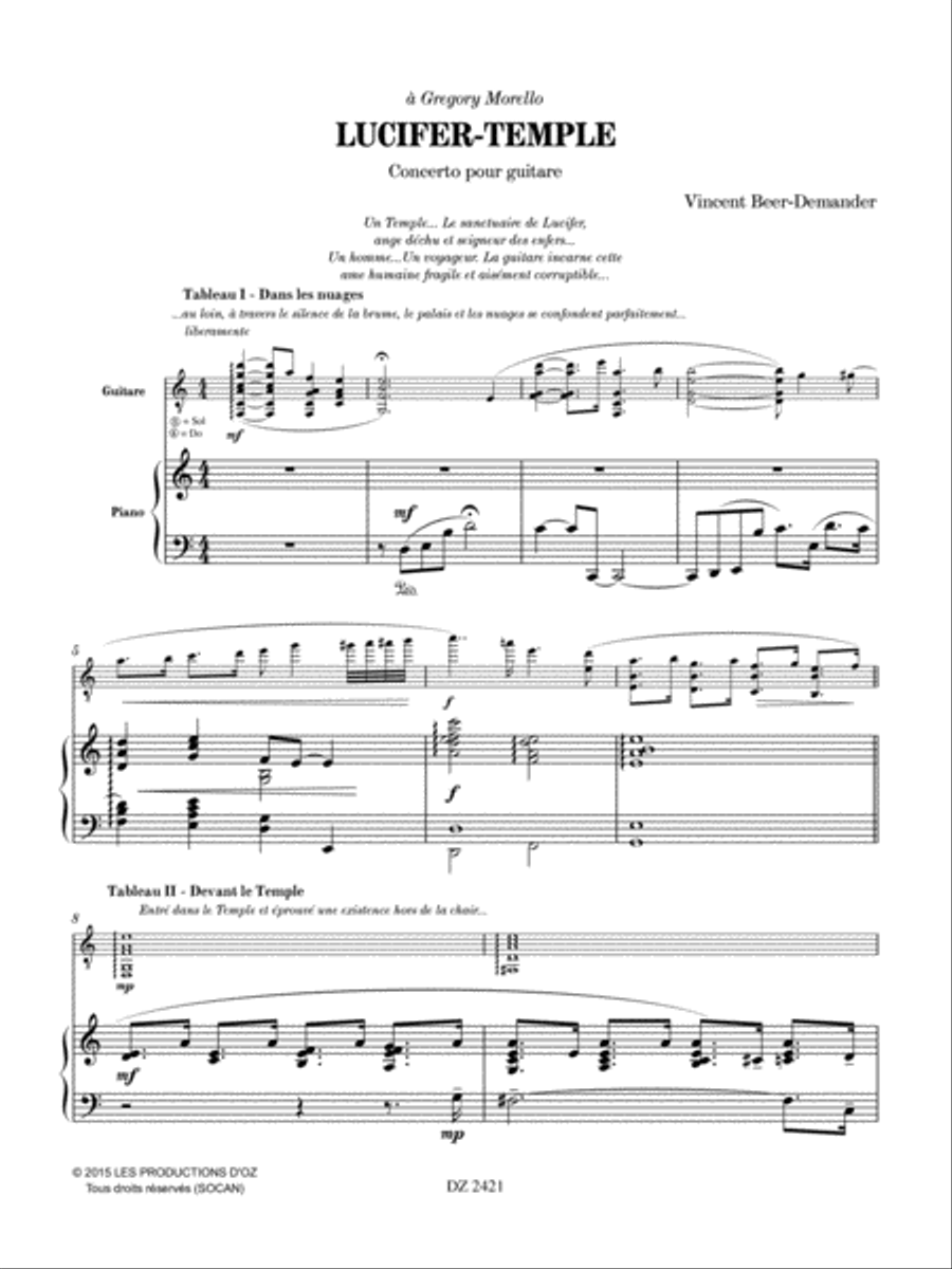 Lucifer-Temple, concerto (réduction de piano) Classical Guitar scores gallery preview page 2