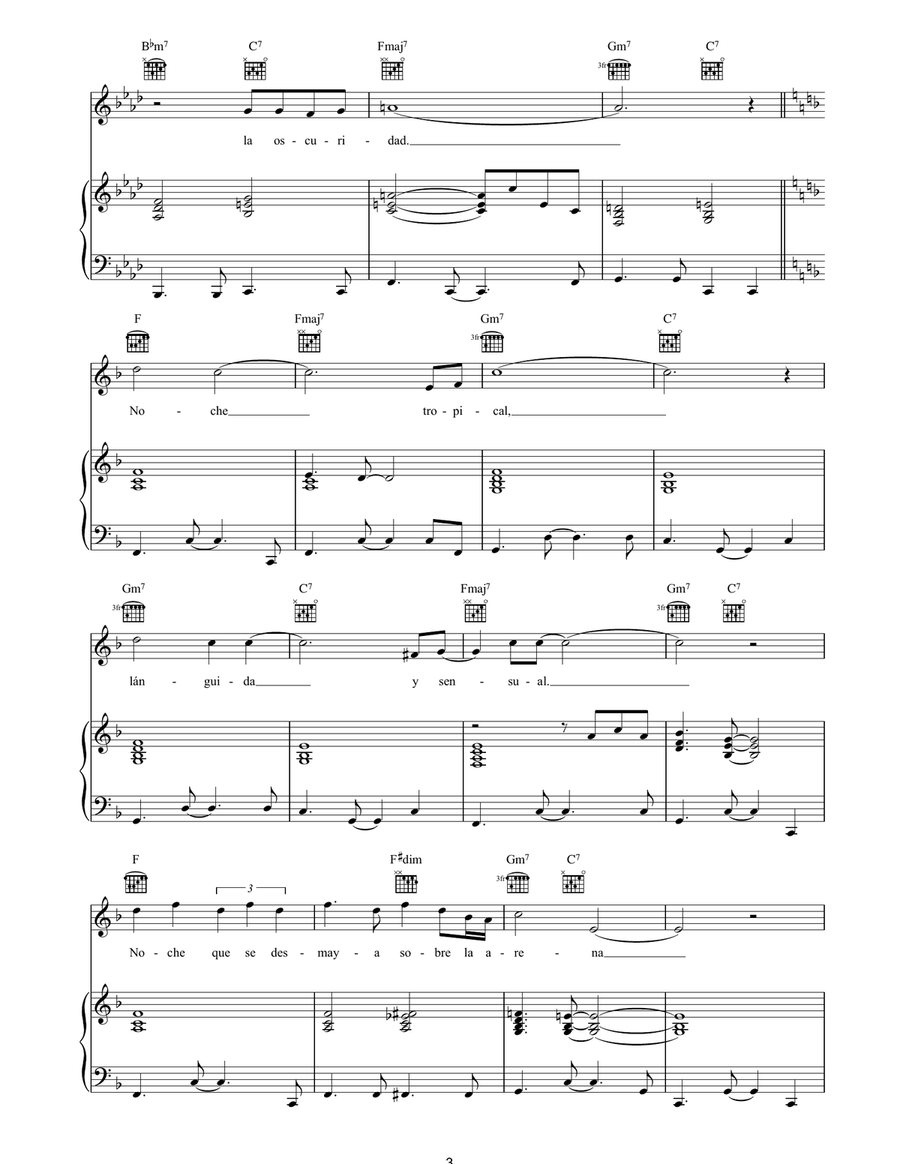 Noche Criolla Piano, Vocal, Guitar scores gallery preview page 3