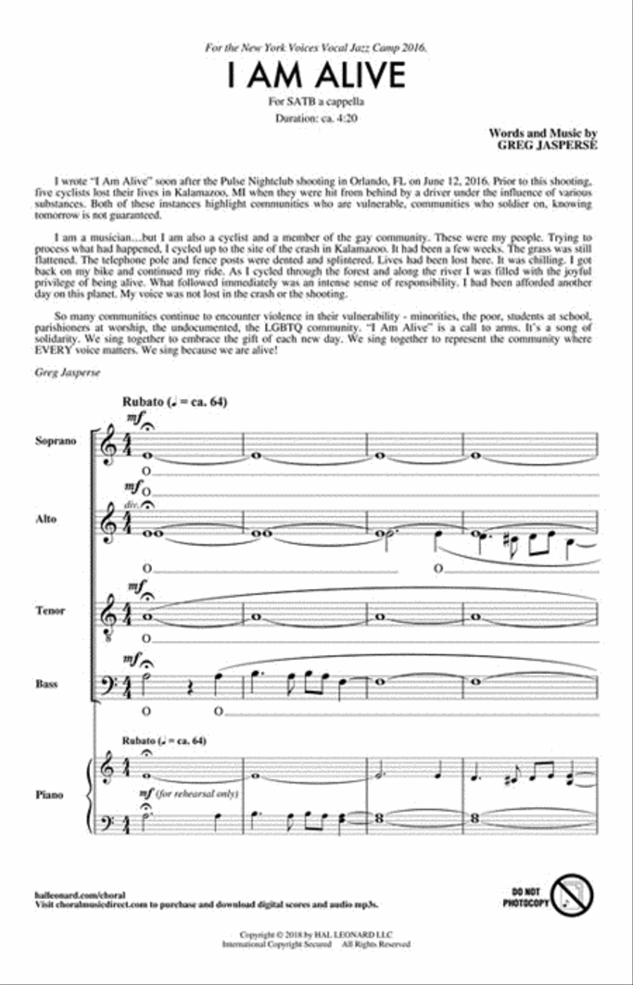 I Am Alive I Am Alive 4-Part scores gallery preview page 2