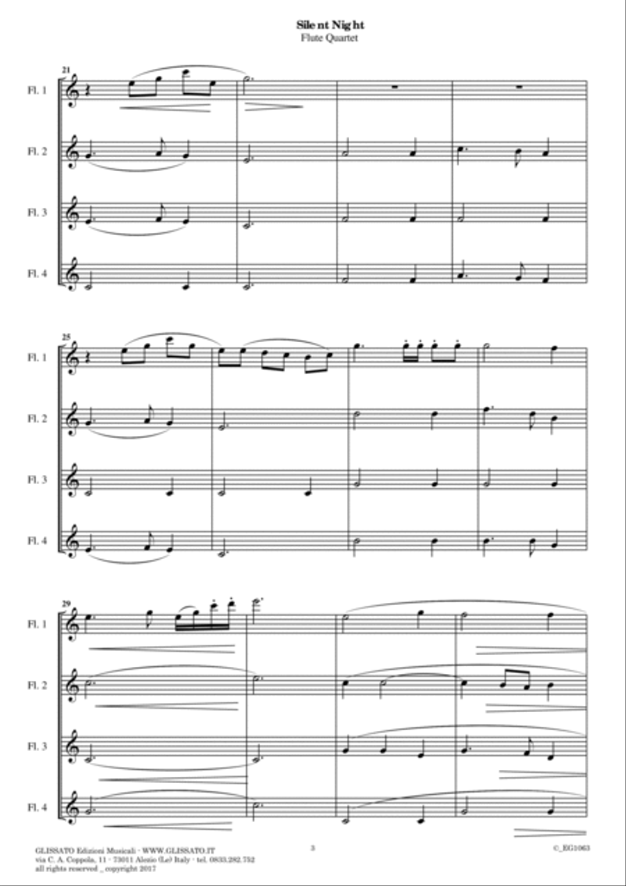 Silent Night - Flute Quartet (score & parts) image number null