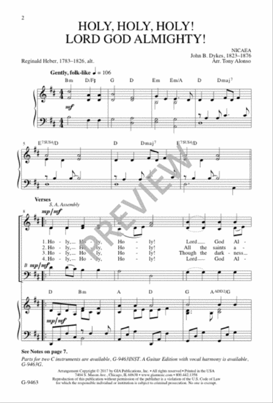 Holy, Holy, Holy! Lord God Almighty! 3-Part scores gallery preview page 3