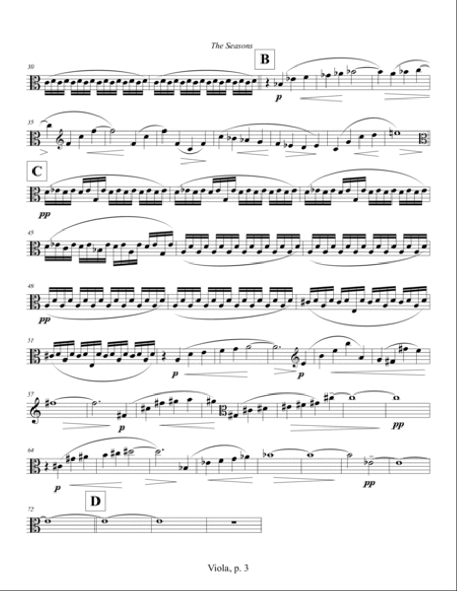 String Quartet No. 12 ... The Seasons (2010) Viola String Quartet scores gallery preview page 2