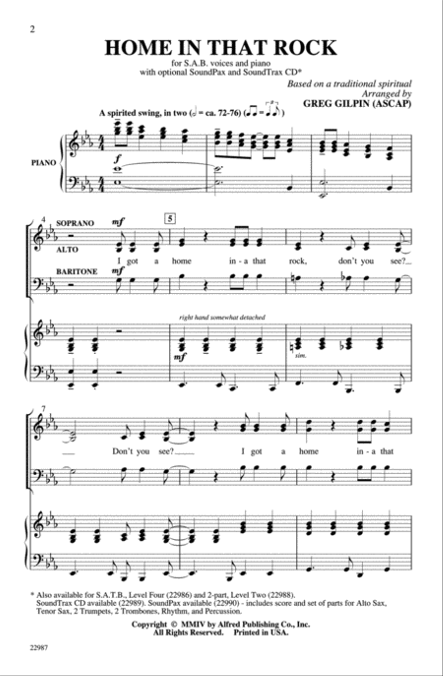 Home in That Rock Choir scores gallery preview page 1