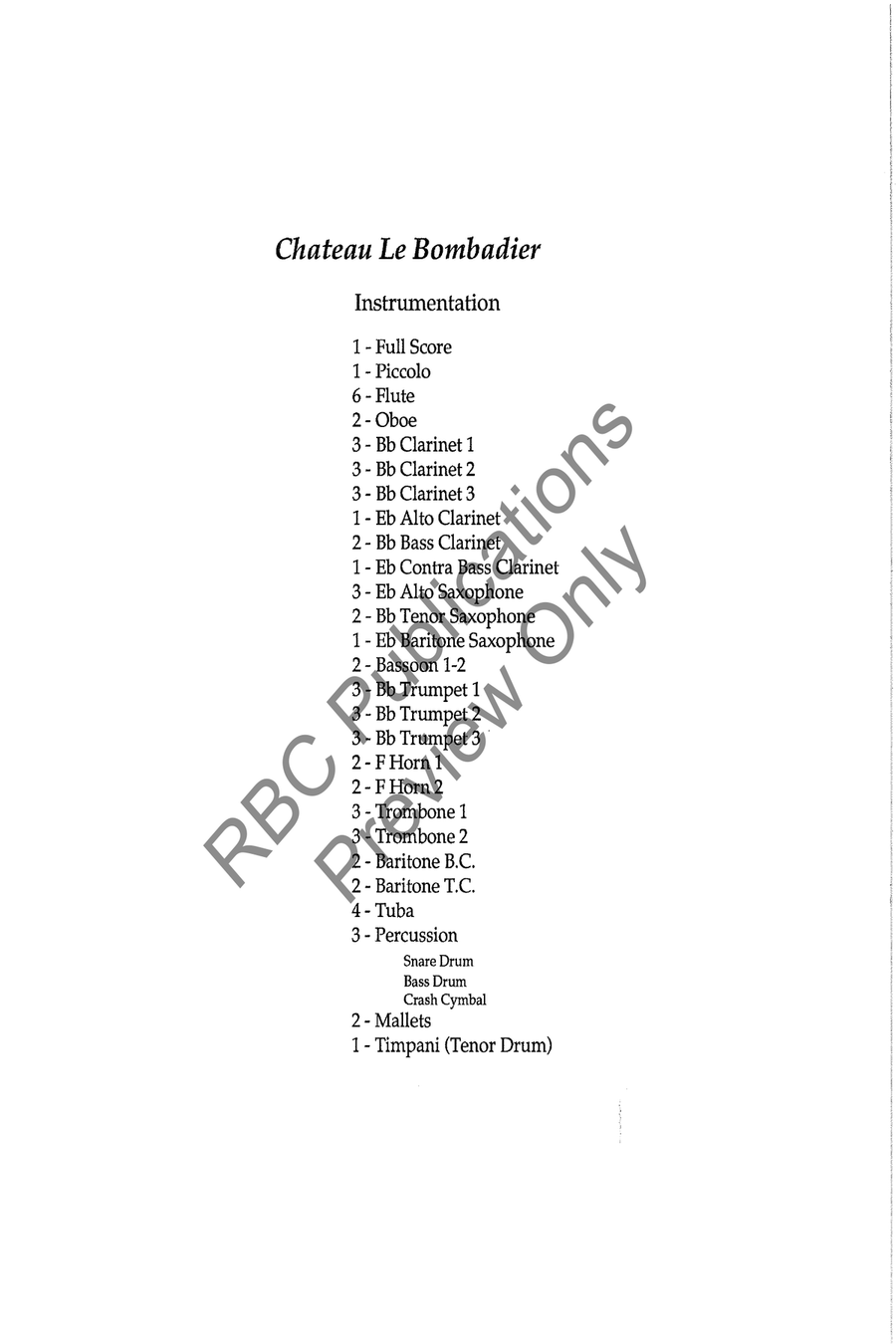 Chateau Le Bombadier (Score) Concert Band scores gallery preview page 3
