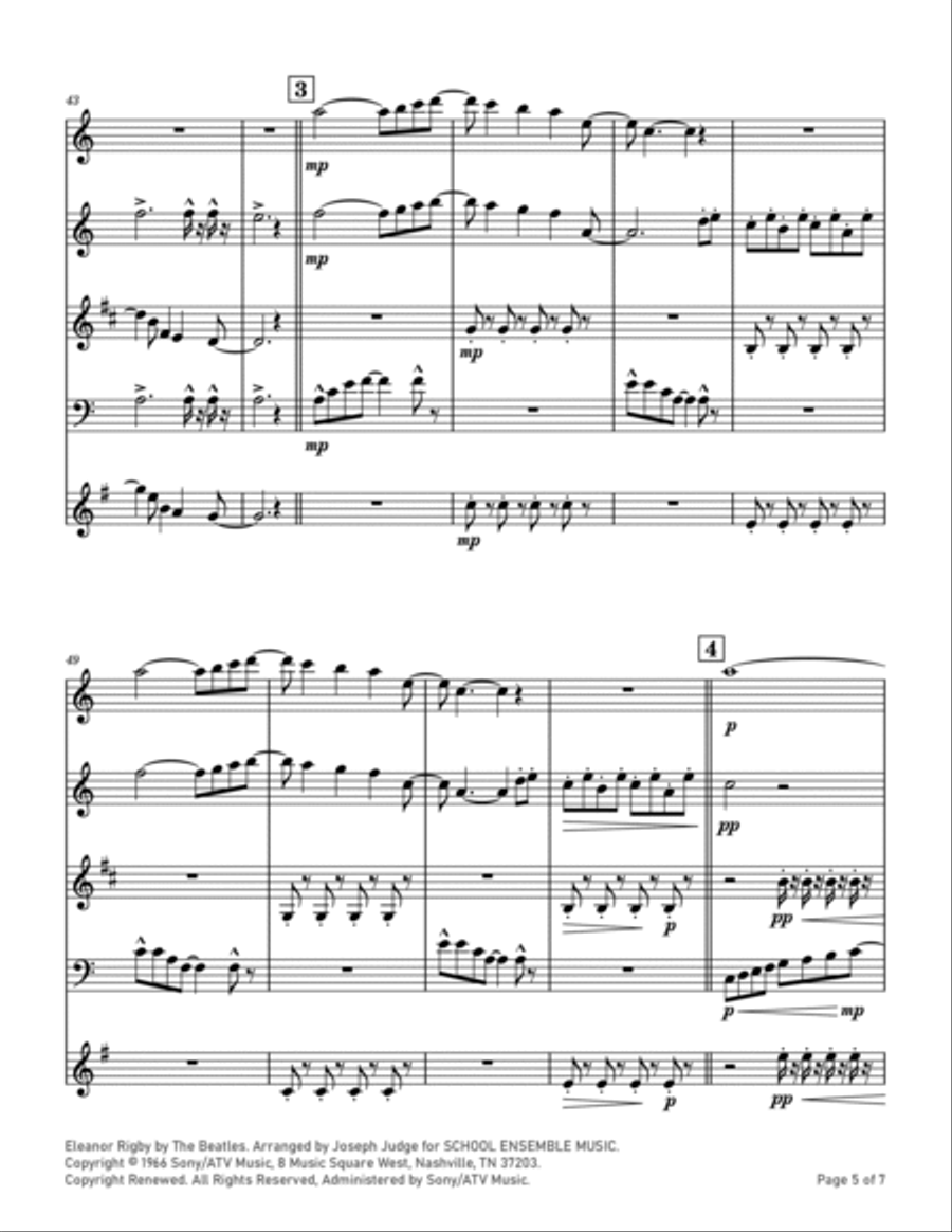 Eleanor Rigby Woodwind Quartet scores gallery preview page 5