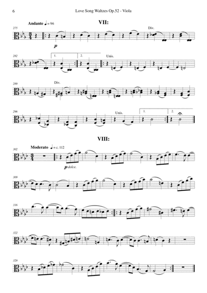 Brahms - Love Song Waltzes Op.52 - Viola