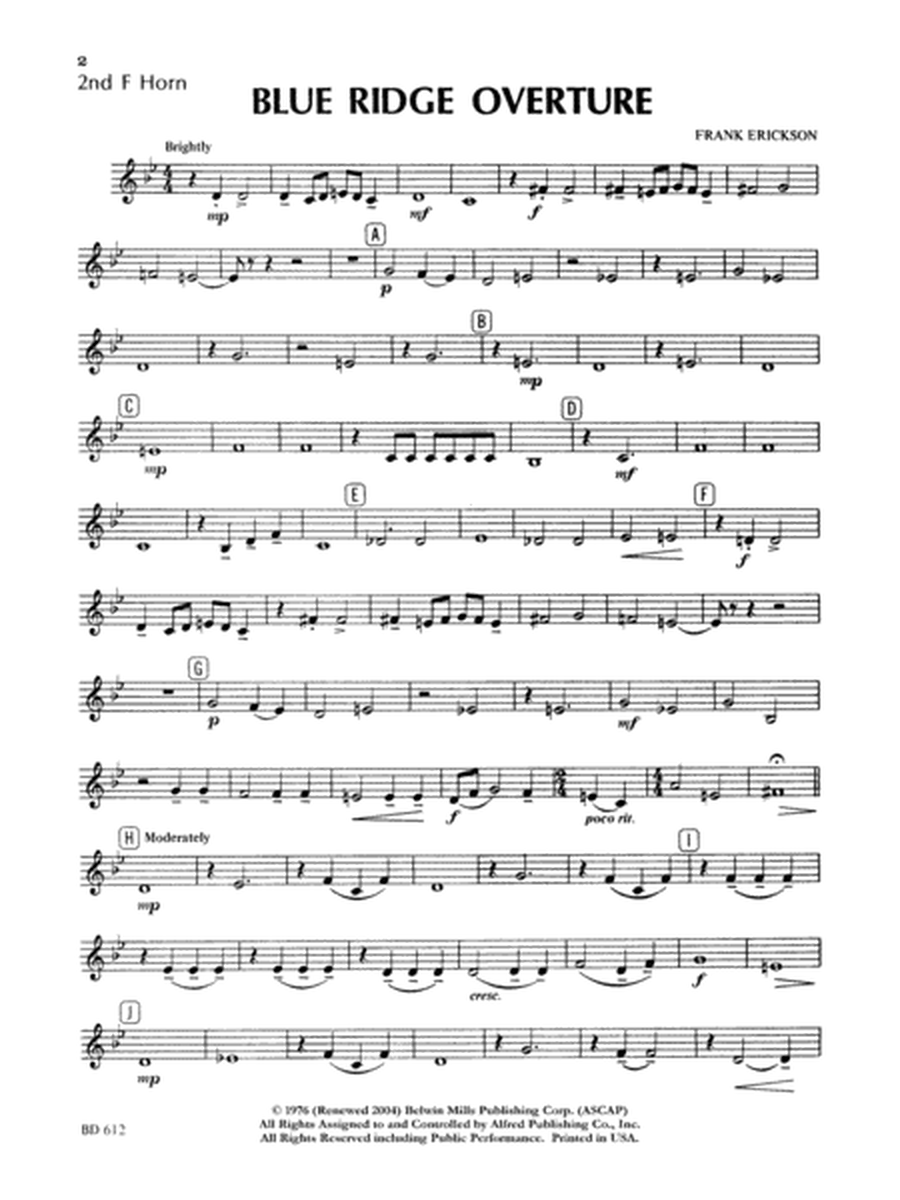 Blue Ridge Overture: 2nd F Horn