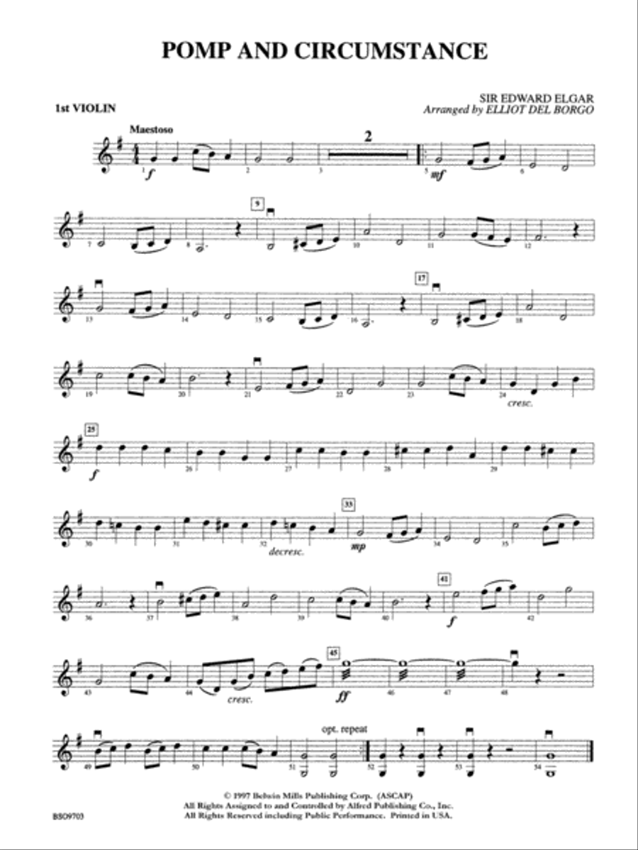 Pomp and Circumstance: 1st Violin String Orchestra scores gallery preview page 1