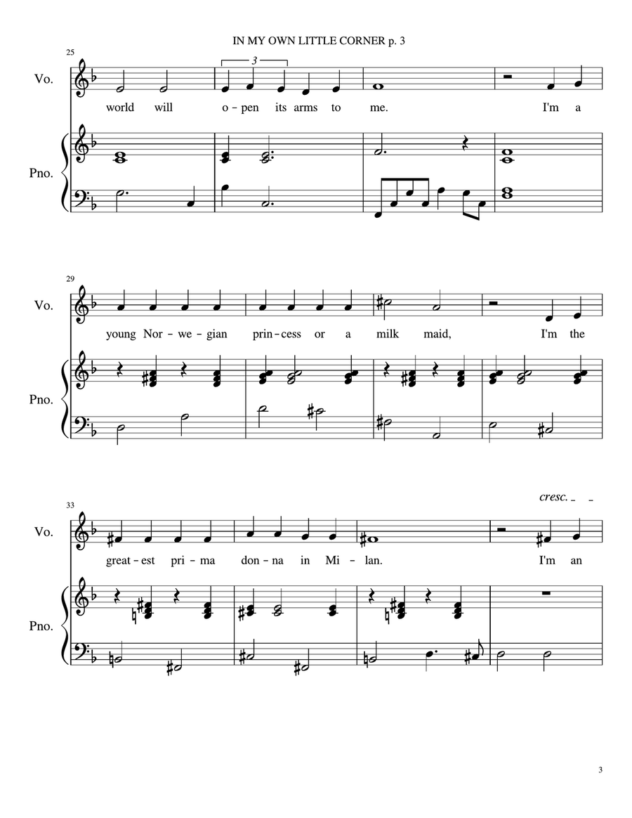 In My Own Little Corner Piano, Vocal scores gallery preview page 3