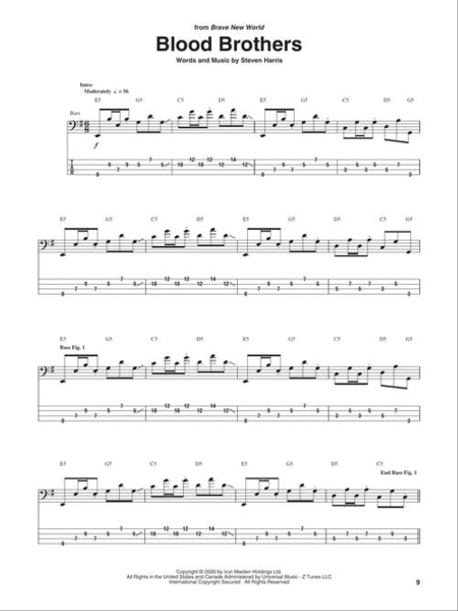Iron Maiden Bass Anthology Bass Guitar Tablature scores gallery preview page 5